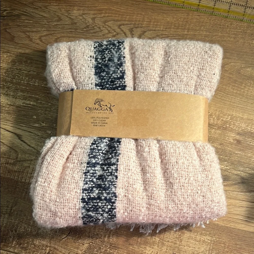 Pink and Blue Cozy Scarf with Fringe‎ Tassels